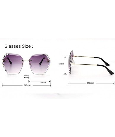 Sport Sunglasses Women's Frameless Crystal Cut Edge UV Protection Diamond Sunglasses - 1 - C9190QAE7HW $31.44