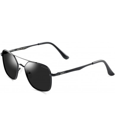 Aviator Polarized Square Aviator Sunglasses Polygon for Women Men - Black Frame/Black Lens - CF18NDXG65G $26.71
