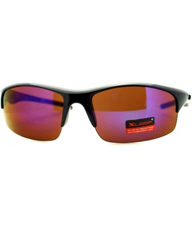 Rectangular Xloop Mens Sunglasses Sports Fashion Half Rim Wrap Mirror Lens - Brown - CE12D493KWF $12.04