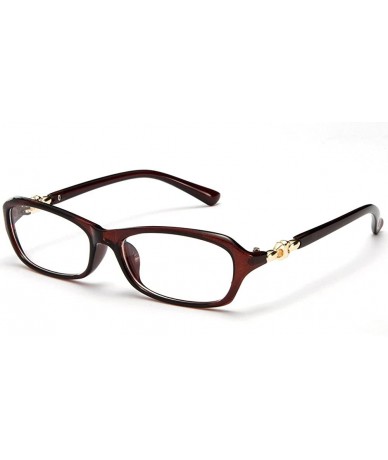 Square Womens Slim Fit Temple Design Metal Frame Clear Lens Glasses - Brown - CJ11YN6N1KP $9.96