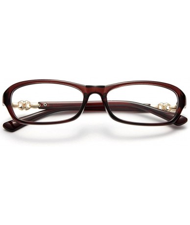 Square Womens Slim Fit Temple Design Metal Frame Clear Lens Glasses - Brown - CJ11YN6N1KP $9.96
