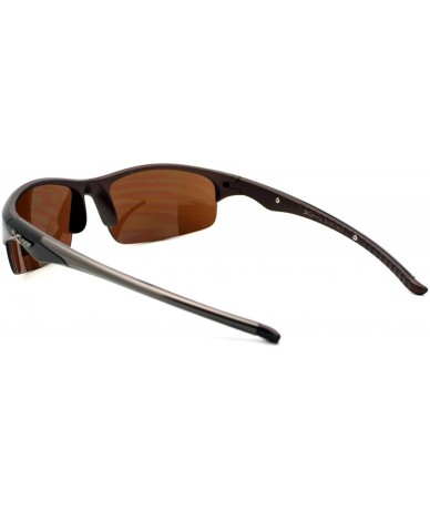 Rectangular Xloop Mens Sunglasses Sports Fashion Half Rim Wrap Mirror Lens - Brown - CE12D493KWF $12.04