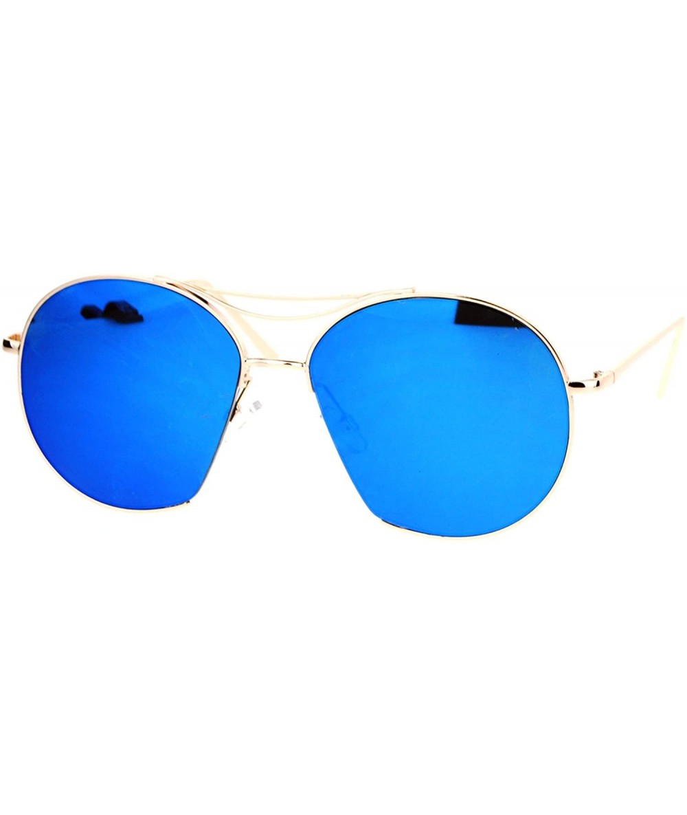 Round Womens Mirror Expose Lens Unique Runway Round Pilot Sunglasses - Gold Blue - C712LCJO64F $10.59