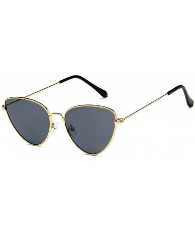 Sport Vintage Cat's Eye Sunglasses for Women Metal Resin UV400 Sunglasses - Gold Gray - CF18SAT8ZH4 $16.61