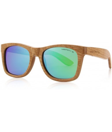 Square Men Wooden Polarized Sunglasses 100% UV Protection vintage Eyewear S5140 - Green - CS186D4RMYD $23.87