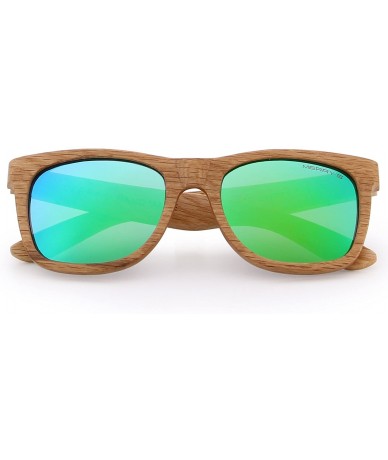 Square Men Wooden Polarized Sunglasses 100% UV Protection vintage Eyewear S5140 - Green - CS186D4RMYD $23.87