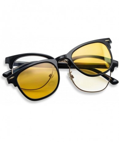 Rimless Polarized Clip On Sunglasses with Clear Lens Blue Light Blocking Glasses - CS18L2YDXD4 $22.52
