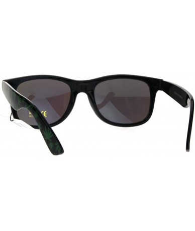 Rectangular Mens Marijuana Leaf Pot Head Stoner Horn Rim Plastic Sunglasses - Teal - C61875OSAG8 $12.29