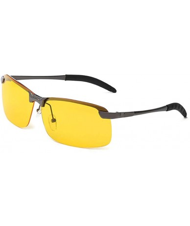 Oversized Night Vision Glasses for Driving Semi-rimless Polarized Sunglasses - Brown Frame - C518RG7WOR2 $19.52