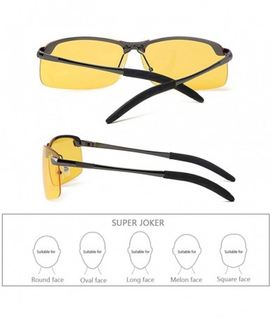 Oversized Night Vision Glasses for Driving Semi-rimless Polarized Sunglasses - Brown Frame - C518RG7WOR2 $8.70