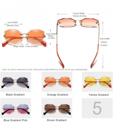Oversized Ms. fashion sunglasses designed aluminum frame rimless sunglasses brand designer Classic - Orange Gradient - C51982...
