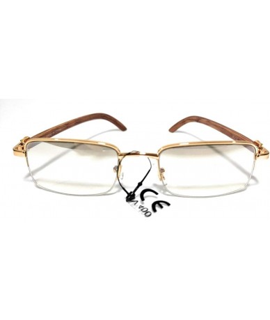 Square Men's Color Wood Effect Metal Frames Vintage Style Retro - Clear - CW18RDS4CY8 $25.14