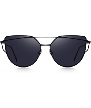 Goggle Fashion Women Cat Eye Sunglasses Coating Mirror Lens Sun glasses UV400 S7882 - Black - C412FYY9W6L $13.39