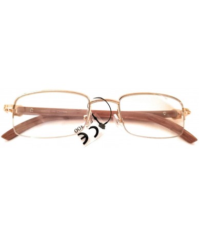 Square Men's Color Wood Effect Metal Frames Vintage Style Retro - Clear - CW18RDS4CY8 $25.14