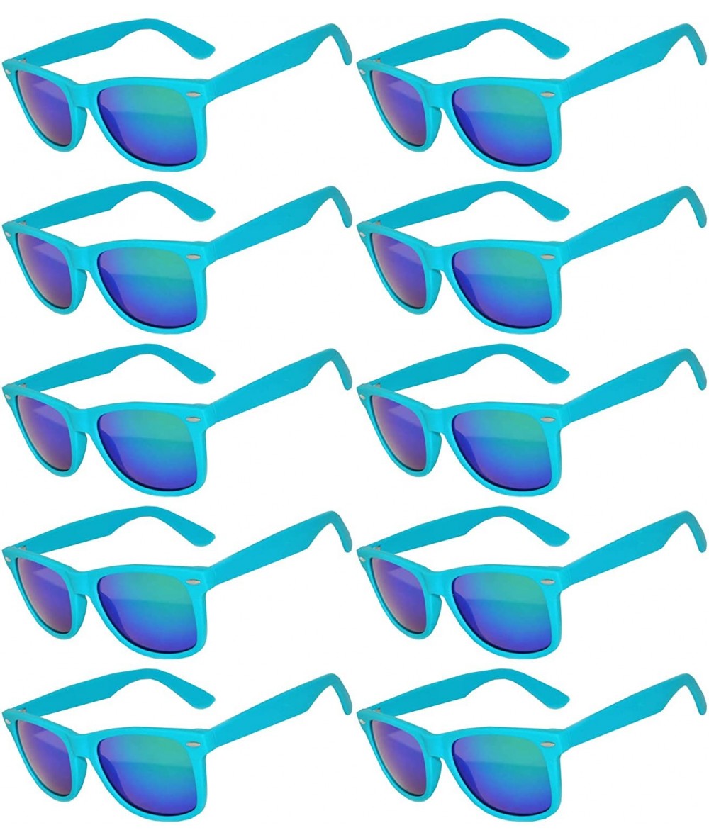 Rimless Vintage Mirrored Lens Sunglasses Matte Frame 10 Pack in Multiple Colors OWL. - 10_pairs_turquoise_matte - C81896RU9GO...
