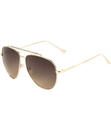 Aviator Color Mirror Curved Lens Plastic Top Bar Metal Frame Aviator Sunglasses - Brown - C21996DYNA3 $10.37