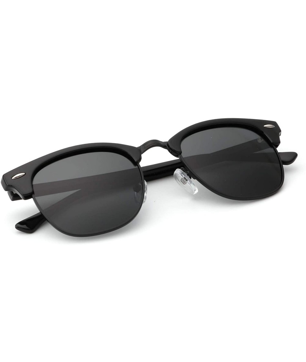 Shield Polarized Sunglasses for Men and Women Semi-Rimless Frame Driving Sun glasses 100% UV Blocking - C718QI0MK7R $13.03