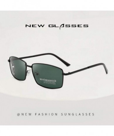 Square Driving Discoloration Sunglasses Polarized Protection - Black Frame Green Flakes - C8190T7N9DQ $7.18