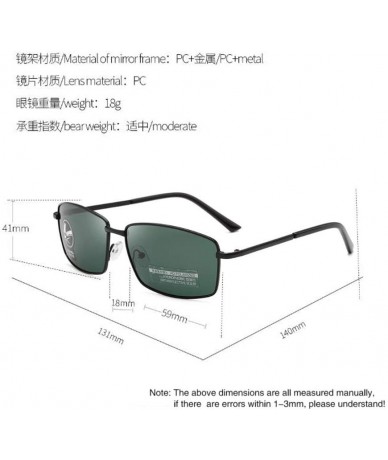 Square Driving Discoloration Sunglasses Polarized Protection - Black Frame Green Flakes - C8190T7N9DQ $7.18