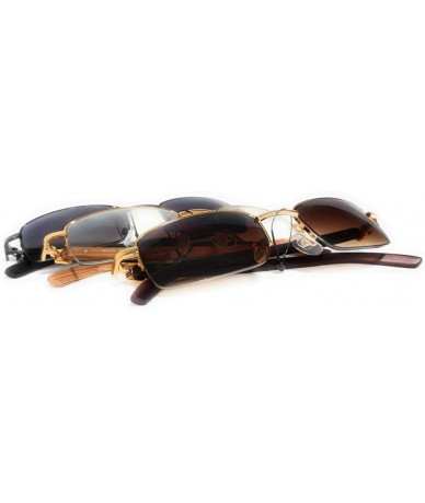 Square Men's Color Wood Effect Metal Frames Vintage Style Retro - Clear - CW18RDS4CY8 $25.14