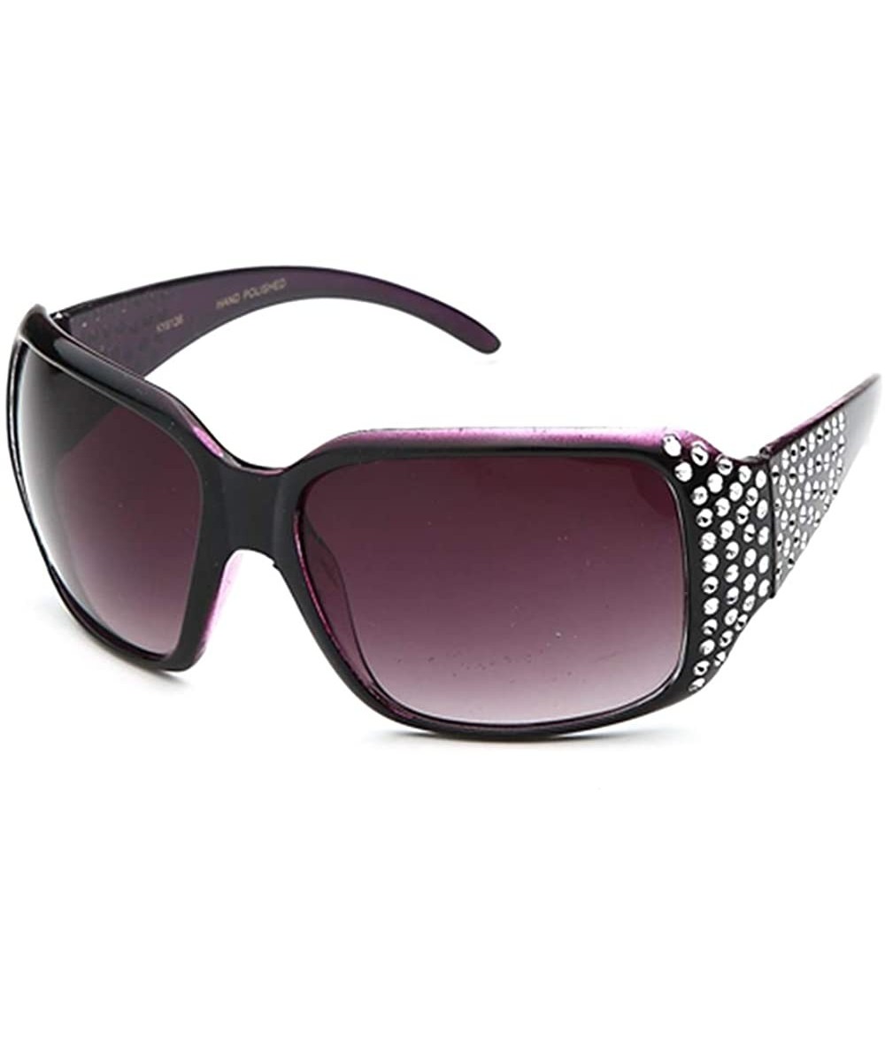 Square Women's Comfortable Beautiful Blingbling Oversized Fashion Sunglasses - Purple - CB119E6ZPY9 $9.92