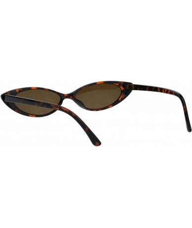 Oval Womens Narrow Thin Cat Eye Plastic Gothic Retro Sunglasses - Tortoise Brown - CW18GEOQLG0 $8.54