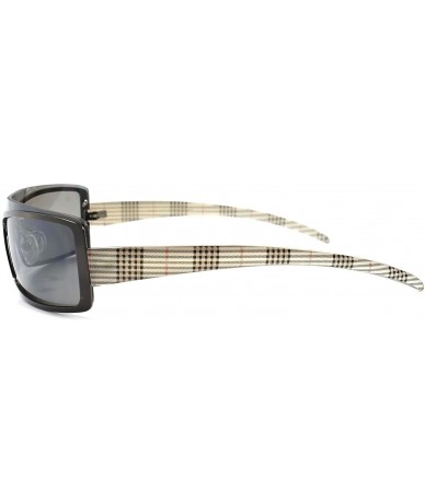 Rectangular Unique Design Plaid Mens Womens Rectangle Wrap Sunglasses - Gunmetal - CS189ERIZO4 $13.06