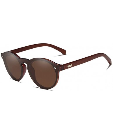 Round Genuine polarized sunglasses handmade round fashion Full Lens UV400 Rosewood - Brown - C418ZZLD80O $26.86