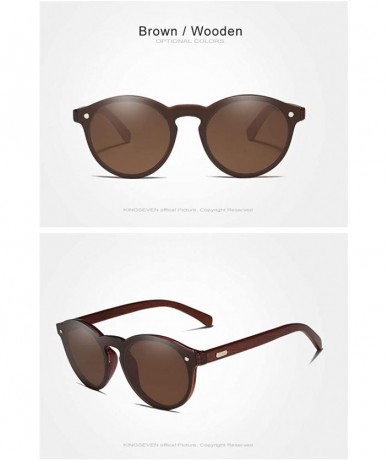 Round Genuine polarized sunglasses handmade round fashion Full Lens UV400 Rosewood - Brown - C418ZZLD80O $26.86