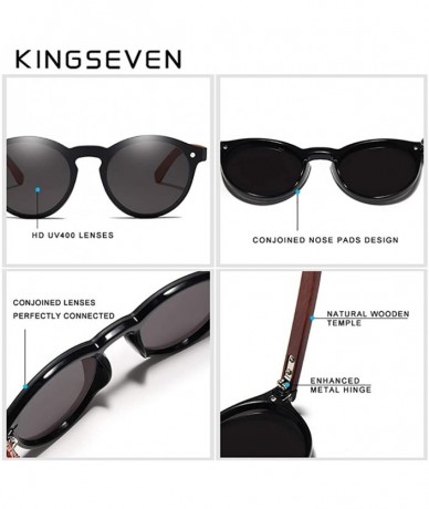 Round Genuine polarized sunglasses handmade round fashion Full Lens UV400 Rosewood - Brown - C418ZZLD80O $26.86