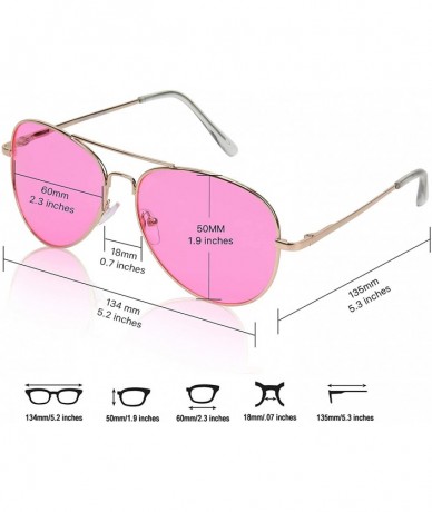 Aviator Classic Aviator Sunglasses Metal Frame Colored Lens Glasses UV400 Protection - 2 Pack Grey+pink - CR18MH4S4RT $21.77