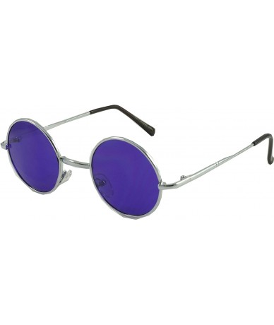 Round Men's Lennon Style Round Eye Tinted Non Polarized Sunglasses 50 - Silver - CB11WWFXFR3 $17.37