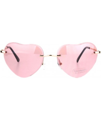 Rimless Womens Gradient Bevel Edge Rimless Lens Heart Shape Retro Sunglasses - Pink - CE18ICOD39Z $11.27
