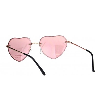 Rimless Womens Gradient Bevel Edge Rimless Lens Heart Shape Retro Sunglasses - Pink - CE18ICOD39Z $11.27