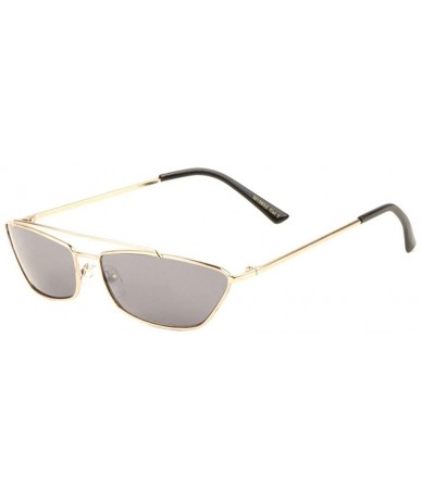 Cat Eye Thin Metal Frame Mid Lens Top Bar Geometric Cat Eye Sunglasses - Black - CL1986TZAME $11.76