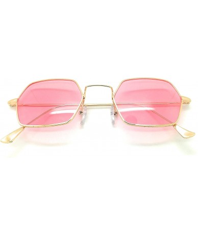 Aviator Small Metal Frame Asymmetry Temple Unisex Sunglasses - Pink - CJ180R6QYH2 $8.98
