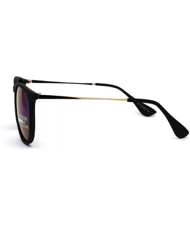 Round Antiglare Polarized Round Keyhole Light Plastic Horn Rim Sunglasses - Matte Black Teal Mirror - C3196EQX63A $10.25