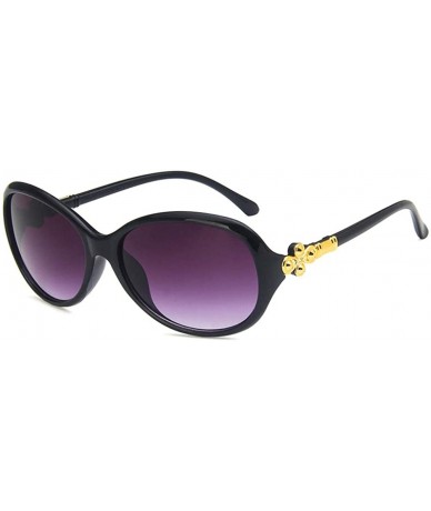 Oval Women Sunglasses Retro Bright Black Drive Holiday Oval Non-Polarized UV400 - Bright Black - C718RH6SXHT $12.10