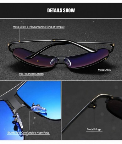 Square Polarized Square Sunglasses for Men Driving Fishing Golf Vintage Style UV Protection Alloy Frame - Grey - CY18Z39MEOH ...