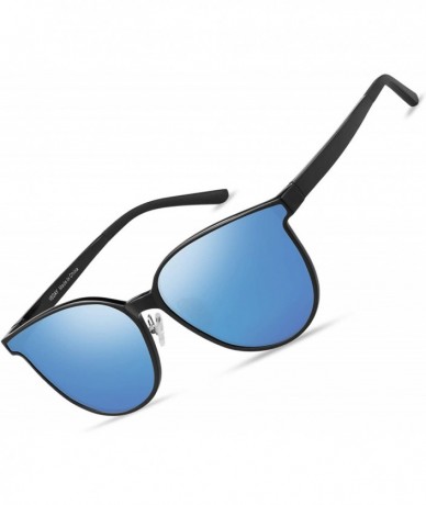 Rectangular Polarized Sunglasses Matte Finish Sun glasses Color Mirror Lens 100% UV Blocking - Blue2 - CD194C9ULQH $13.07