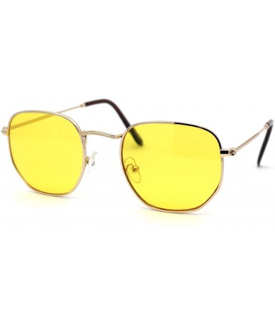 Square Mens Hippie Groovy Pop Color Lens Metal Rim Rectangular Sunglasses - Gold Yellow - CP193MW79Y3 $8.35