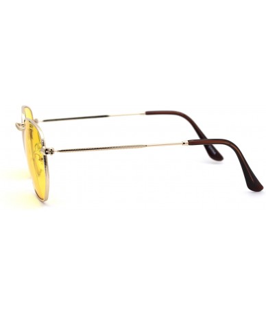 Square Mens Hippie Groovy Pop Color Lens Metal Rim Rectangular Sunglasses - Gold Yellow - CP193MW79Y3 $8.35