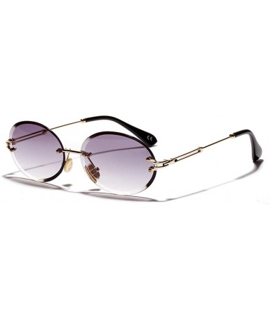 Rimless Retro Oval Sunglasses Women Rimless Sun Glasses for Women UV400 Christmas Gifts - Gold With Black - CK18YNC2GE2 $11.28