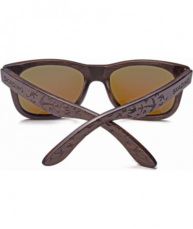 Square Bamboo Sunglasses with Polarized lenses-Handmade Wood Shades for Men&Women - A Brown 1 - CK18S9E4EAW $21.39