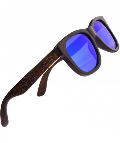Square Bamboo Sunglasses with Polarized lenses-Handmade Wood Shades for Men&Women - A Brown 1 - CK18S9E4EAW $21.39