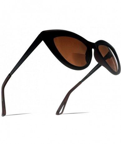 Oval Bifocal Reading Sunglasses Fashion Cat Eye Sunglass Readers Oversized Women's CatEye Glasses - Brown - CL18W7N52NU $9.83