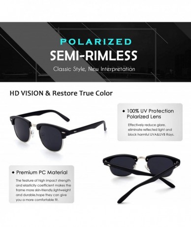 Rimless Classic Horn Rimmed Semi Rimless Polarized Sunglasses for Men Women GQO6 - 1 Matte Black Grey - CG17YIO0D3U $11.45
