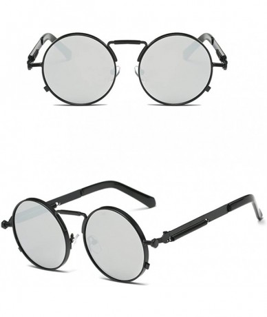 Oversized Small Round Polarized Sunglasses Mirrored Lens Unisex Glasses Reflective Lens Round Trendy Sunglasses - CF18CTOL5UD...