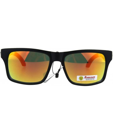 Rectangular Biohazard Sunglasses Matted Rectangular Frame Unisex Skater Shades - Black Red - CU188WC20HZ $10.13