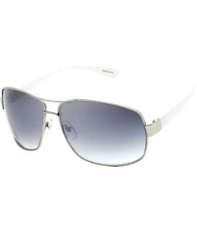 Shield Retro Fashion Rectangle Frame Aviator Sunglasses - White - C618U84UDMI $7.70